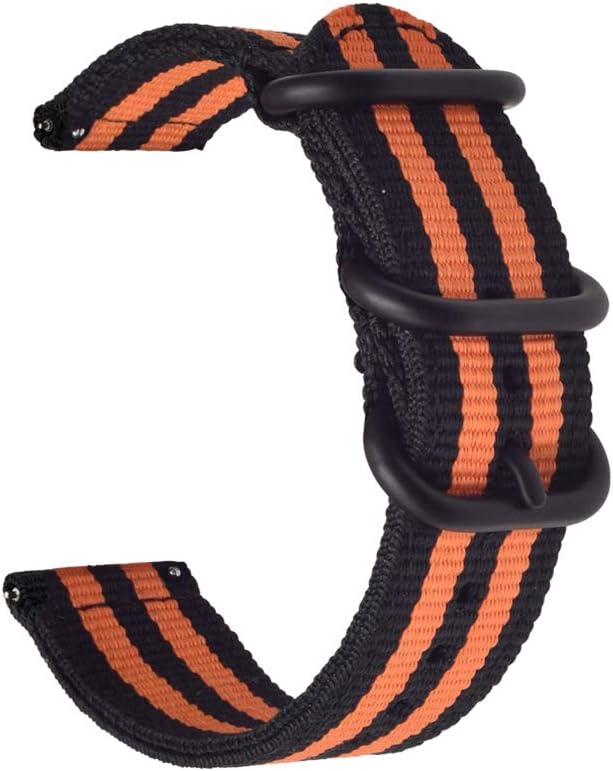 Quick Release 2 Pieces NATO Watch Band Thick Nylon Strap Black Buckle