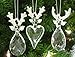 BANBERRY DESIGNS Antler Christmas Ornaments - Set of 3 Glass Reindeer with Silver Glitter Antlers - Woodland Deer Head Hanging Xmas Ornaments