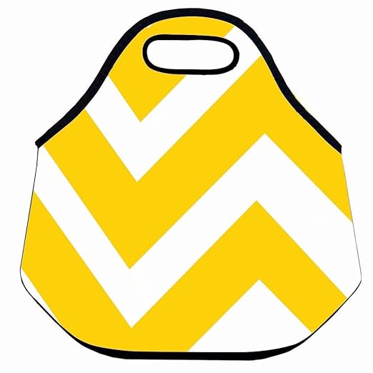 Fiambrera de neopreno, color blanco y amarillo con patrón ...