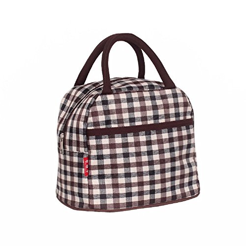 MiCoolker Round Handle Casual Fashion Printing Handbags Hand Carry Bag Lunch Bag Packet Tote Travel Zipper Organizer Box, Lattice