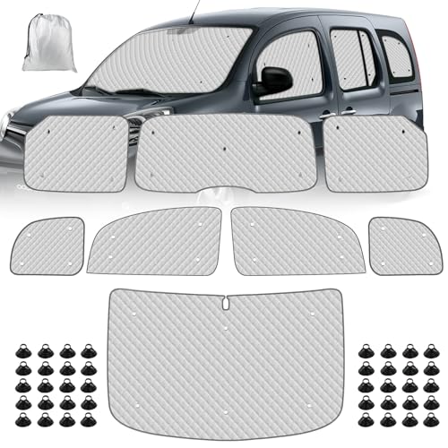 Car Windshield Sunshade Compatible with 2007-2021 Renault Kangoo 2 X61, 8 Pack Foldable Car Interior Sun Visor Car Interior Thermal Mats with Storage Bag