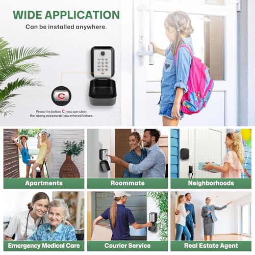 Outdoor Waterproof Key Box Combination Key Box Key Box with Code Large Security Box for Keys Wall for Home School Factory