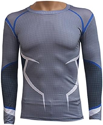 Topway Men's Long Sleeve Crewneck Super Heroes T-Shirt Quick Dry Wicking Tee
