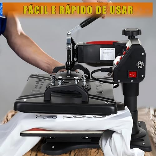 110V, 5 em 1 Prensa Termica, Maquina de Estampar Camisetas, Prensa Termica Sublimação, Sublimação, Máquinas de Prensa Térmica Transferência de Calor por para Camisetas Chapéu