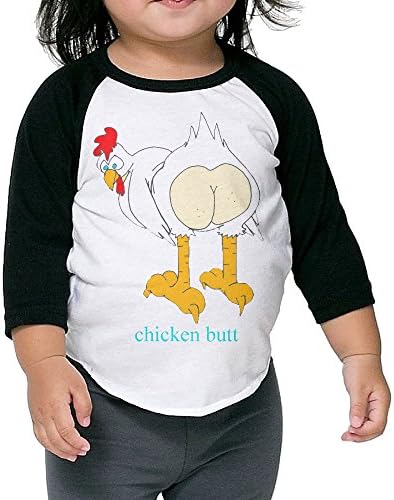Toddler Geek Guess What Chicken Butt Black Size 5-6 Toddler 100% Cotton 3/4 Sleeve Athletic Baseball Raglan T-Shirt