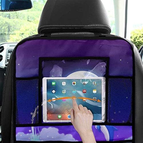 月の下でジャンプする2頭のイルカ カ 多機能車後部座席オーガナイザー2パック耐久性キックマットマルチポケット後部座席カバー収納袋 B071dk3ybr 1 800円