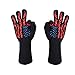Heat Resistant Gloves, for Temperatures Up To 999°F, Hand Protection For Cooking, Baking, Fireplace, Smoker, Grilling & Barbecue, Fire Proof Kitchen Gloves For Handling BBQ, Pots & Pans (Black-red)