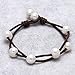 Freshwater White Pearl on Leather Cord 2 Strand Bracelet By handmade for Women 7.8'' Black Brown