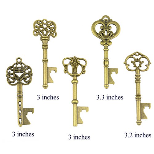 image for Makhry Wedding Favor Gift Set Mixed 15 Extra Large Skeleton Key Bottle