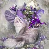 5D Diamond Painting, Staron DIY Full Drill Cat Diamond Painting Rhinestone Painting Needlework Cross Stitch Stamped Counted Kit 5D Diamond Painting Embroidery Art Home Wall Decor, Cats Tiger (Cat)