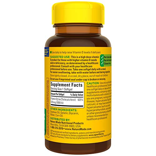 Nature Made Extra Strength Vitamin D3 5000 IU (125 Mcg), Dietary