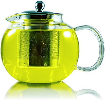 Kikn Kitchen Teapot w/ Stainless Steal Infuser 1000ml (4 cups) for Loose Leaf Tea, Cold Brew Coffee, and Fruit Infusing