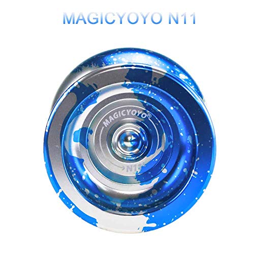 YOSTAR Yoyo Professional MAGICYOYO N11 Unresponsive Pro Yoyos Metal Yoyo Toy, + 5 Strings and Glove and Yo-yo Bag (Blue & Silver)