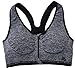Senchanting Zip Front Racerback Padded Wirefree Push up Impact Yoga Sports Bra (Grey,L)