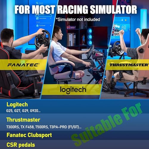 Foldable Sim Racing Wheel Stand, Height Adjustable Steering Shifter Mount fit for Logitech G25 G27 G29 G920 G923 Thrustmaster T330TS Gaming Stand, Wheel Pedals NOT Included, 63 * 42 * 84Cm