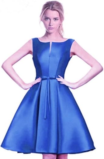blue satin short dress