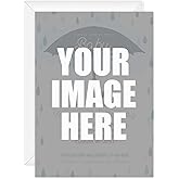 Canopy Street Personalized Image Cards / 25 Upload Your Own Design Cards With White Envelopes / 5" x 7" Flat Fully Customized DIY Logo Cards With Blank Back/Made In The USA