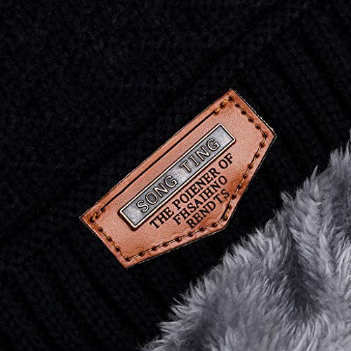 MiMiey Herren Warme Kleine Mützen Winter Dicke Mütze Schal Zweiteilige Winddichte Strickmütze