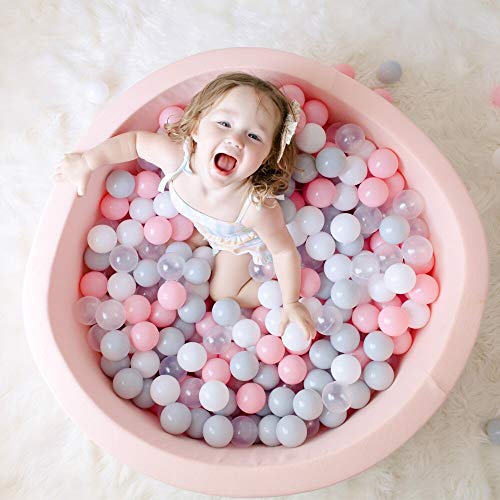 Wonder Space Deluxe Kids Round Ball Pit, Premium Handmade Kiddie Balls Pool, Soft Indoor Outdoor Nursery Baby Playpen, Ideal Gift Play Toy for Children Toddler Infant Boys & Girls (Light Pink)