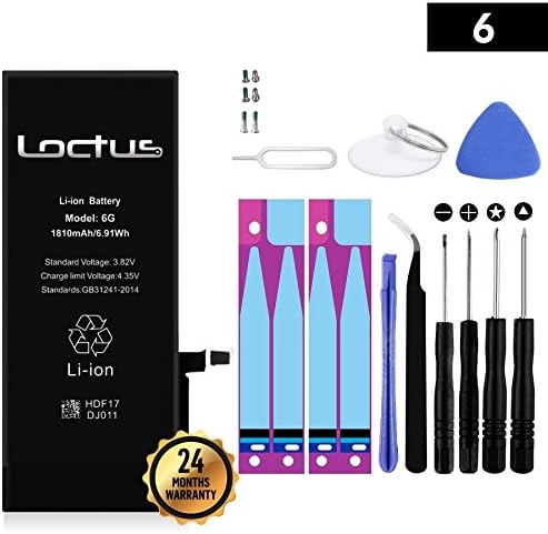 1810mAh Battery for iPhone 6 with Complete Replacement Tool Kit, Two Sets of Adhesive Tape and Instructions Included by LOCTUS 24 Months Warranty