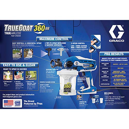 Graco 17A466 TrueCoat 360 DS Paint Sprayer, Blue/White Pricepulse