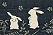 Japanese Noren Doorway Curtain Tapestry Navy Blue, Many Rabbits with Flowers