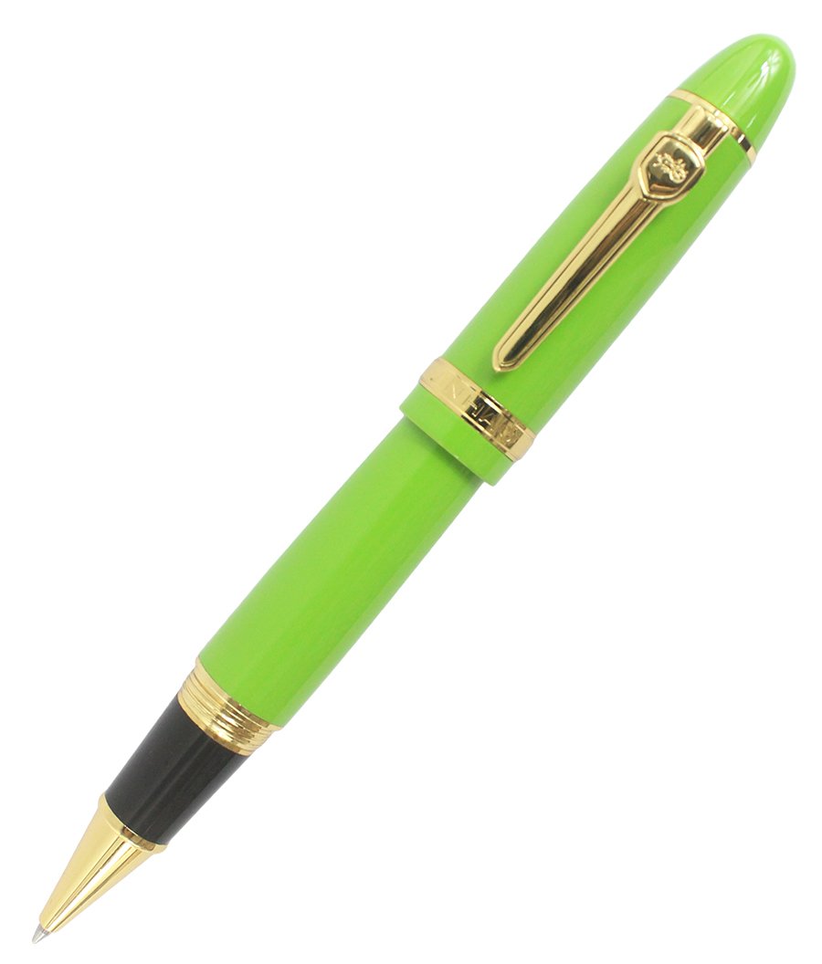 Gullor Heavy Big Rollerball Pen 159, Gold Trim, Black Ink(0.7mm), Green
