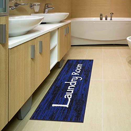 Ottomanson Laundry Collection NonSlip Rubberback Laundry Text Design