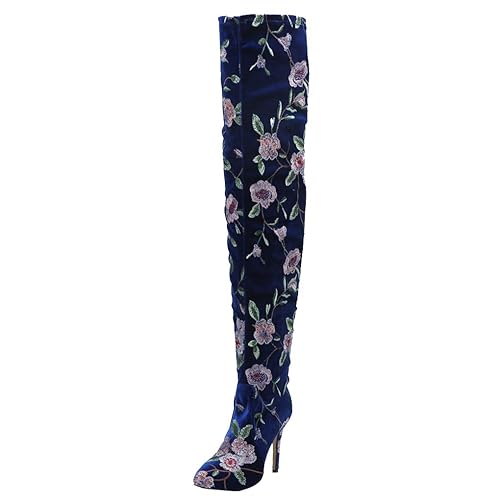 floral print thigh high boots
