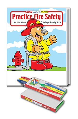 Practice Fire Safety Kid's Coloring Book and Crayon Set in Bulk (25-pack)