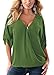 Manzocha Women's Chiffon T Shirt Boyfriend Blouse Cuffed Sleeve Tops