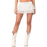 Lace Mini Skirt for Women Sexy Low Rise Floral Layered Ruffled Hem Zipper Y2k Gothic Flirty Skirt