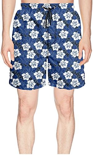 truye rrelk Cool Hibiscus Flowers and Tropical Leaves Printed Mens Swimsuit Trunks Short