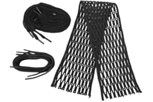 Lacrosse Mesh String Kit Lightweight Nylon, Wear Proof, Black, Nylon, 1 Mesh Piece, 7 Braided Strings, for Lacrosse Stick