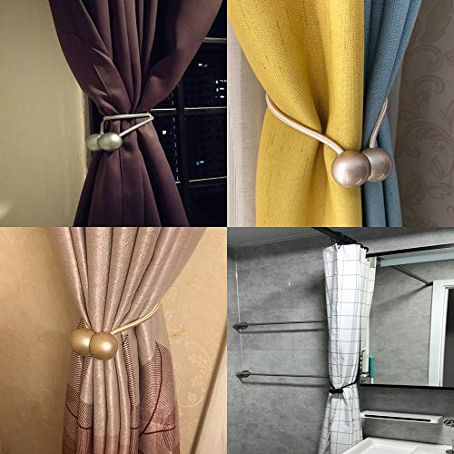 SmallDot Magnetic Curtain Tiebacks, [Pack of 2] Window Curtain Holders Hooks Holdbacks with Strong Magnet for Blackout Curtain Sheer Panels Draperies, 18 Inch, Chocolate - Thumbnail 6