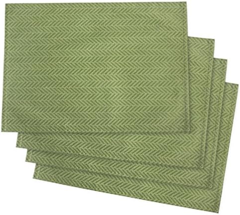 Cleib herringbone pattern and water-repellent mats 4 piece sets about 32x45cm green FS006