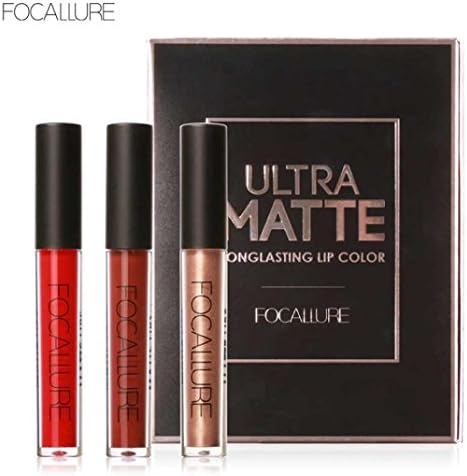 Women Matte Lipstick , ONEMORES FOCALLURE New Fashion Matte Lipstick Cosmetic Sexy Lip Metallic Lip Gloss Kit (C)