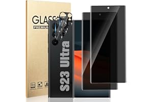 LETANG [2+2 Pack] Galaxy S23 Ultra Privacy Tempered Glass Screen Protector + Camera Lens Film [9H Hardness] [ 3D Full Coverage] [Anti-Fingerprints] for Samsung Galaxy S23 Ultra 5G(6.8 Inch)