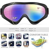 Ski Goggles Unisex UV400 Protective SiFree Safety Glasses with Windproof Dustproof Anti-shock Anti-Glare Lenses Skate Glasses for Airsoft Hiking Hunting Ice-Skate Snowmobile Bicycle Motorcycle