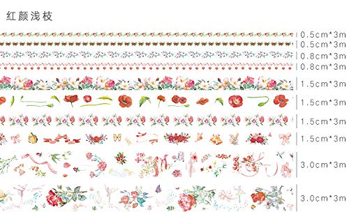 Molshine Floral Washi Masking Tape Set of 10, Spring Flower Decorative Sticky Paper Tapes for DIY Craft, Gift Wrapping, Bullet Journal, Planner, Scrapbooking (A) - Thumbnail 4