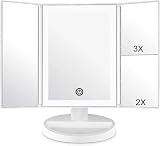 WEILY LED Makeup Vanity Mirror Tri-Fold 1x 2x 3x Touch Screen White view 1