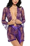 Avidlove Women's Lace Kimono Sexy Nightgown Transparent Mesh lingerie