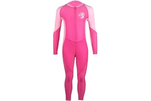JELEUON Youth Girls Boys One Piece Water Sports Sun Protection Rash Guard UPF 50+ Long Sleeves Full Suit Swimsuit Wetsuit