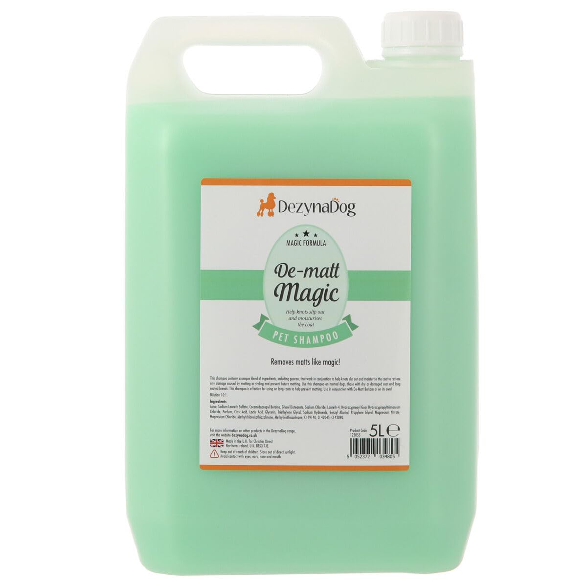 DezynaDog Magic Formula De-Matt Magic Dog Shampoo - Dematting and Detangling Shampoo for Dogs - Prevents Coat Damage & Reduces the Chance of Future Tangles - Remove Matts Like Magic, 5 Litre