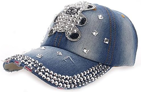 Coolzdt Multiple Cute ANIMALS Bling Rhinestone Adjustable Strapback Hats Baseball Cap Denim (19 Style)