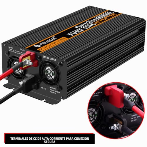 NOVOPAL 2500W Inverter 12V 220v Pure Wave Voltage Converter | 5M Remote Control, 5V 2.4A USB Port, 2 AC Outlets for Car, Truck, Caravan