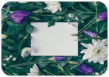 Beshowere Doormat creative layout made of flowers and leaves with paper card note flat lay nature concept