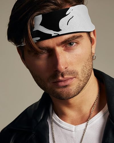 GERINLY Mini Turban Scarf Pirate Bandana Colorful Skulls Printed