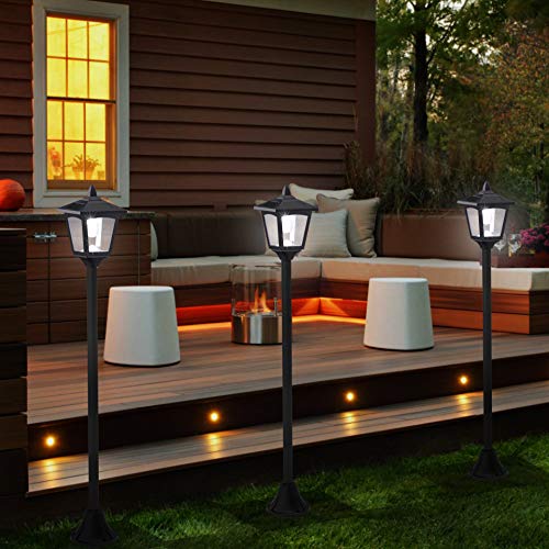 40 Inches Mini Solar Lamp Post Lights Outdoor, Solar Powered Vintage Street Lights for Lawn, Pathway, Driveway, Front/Back Door, Pack of 2 - Thumbnail 3