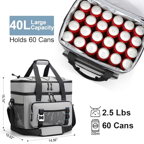Youngoa Nevera Portatil, 40L Grande Doble Nevera Playa Plegable, Bolsa Térmica Isotermica Portátil e Impermeables para Picnic